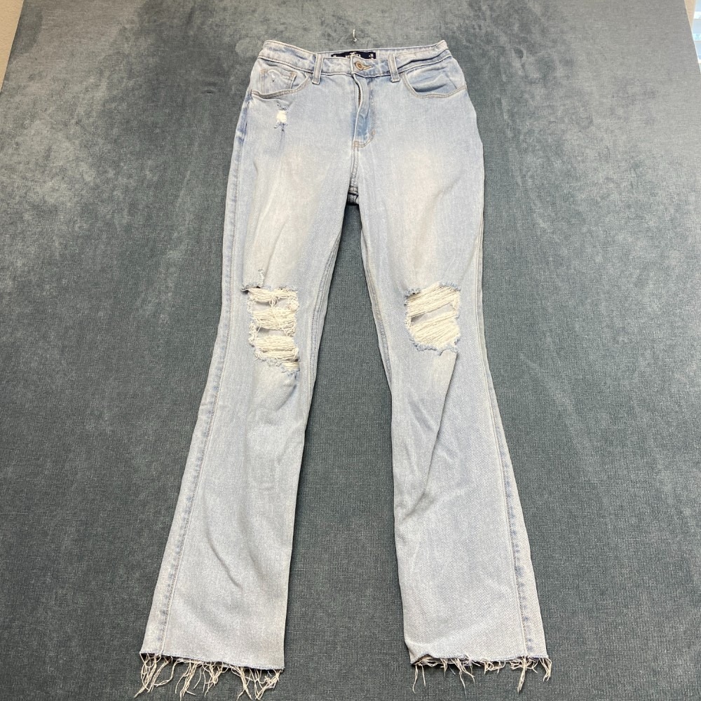 Vintage Hollister 90s Straight Jeans Women 3S 26x29 Blue Stretch Ultra High Rise